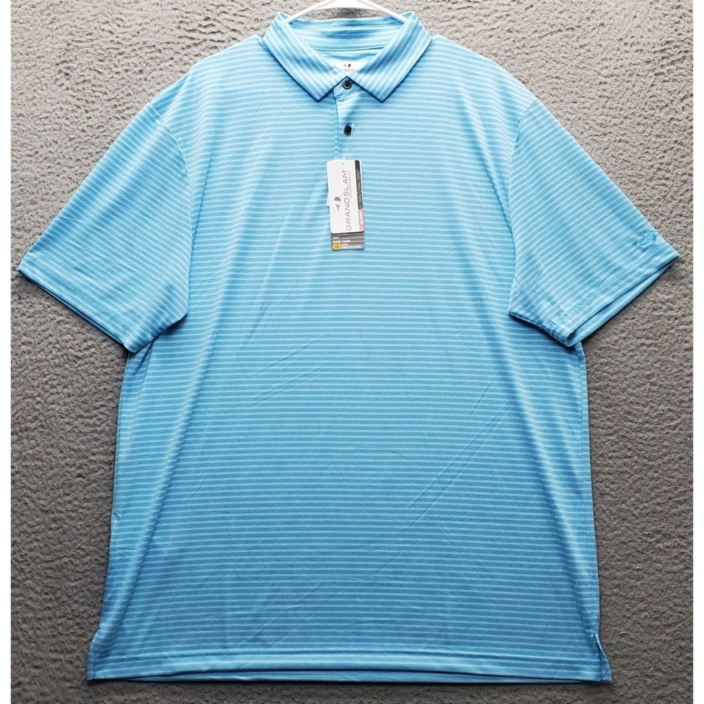 Grand Slam Golf Performance Polo Shirt Mens XL Multi Striped Dry Stretch UPF 15